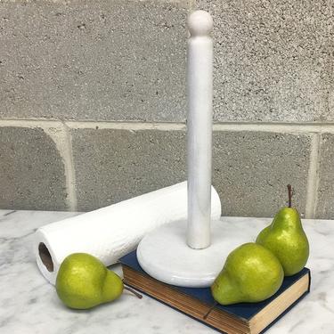 Vintage Marble Paper Towel Holder Retro 1990s Contemporary + White + Stone + Kitchen Storage + Modern + Home and Table Decor 