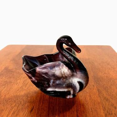 Vintage Imperial Purple Slag Glass Swan 