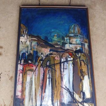 1954 Oil Painting by Kenneth Forman Mexican Funeral 