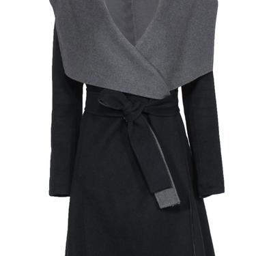 Diane von Furstenberg - Navy & Grey Draped Reversible Longline Coat Sz M