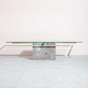 1970s Marble and Brass Coffee Table