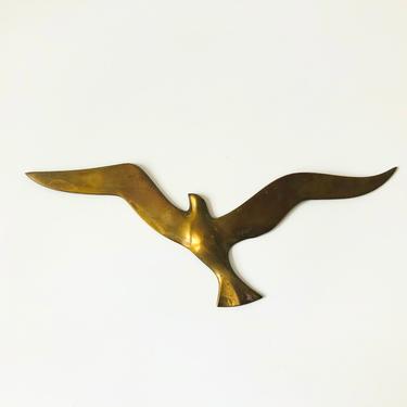 Large Vintage Brass Seagull Wall Hanging 