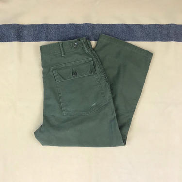 Size 34x24 Vintage 1950s 1960s US Army 4 Pocket Utility Baker Pants with Repairs 
