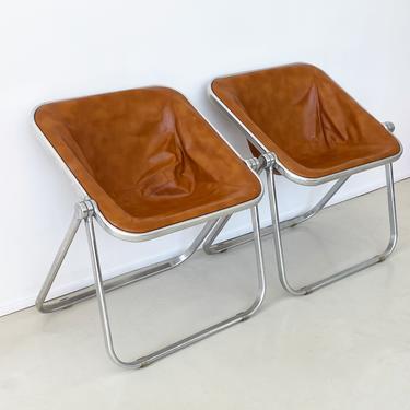 1970s "Plona" Leather Lounge Chair by Giancarlo Piretti for Castelli, Italy