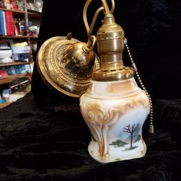 Antique Hand Painted Single Light. 2.25 Fitter.