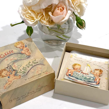 Rare Vintage Unused Vellum Greeting Cards in Original Box Sugar N Spice N Everything Nice 