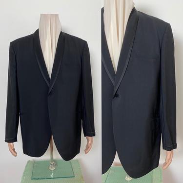 Vintage 1950s Late 50s Tuxedo Jacket Size L 48 Chest One Button 