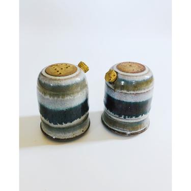 Vintage Stoneware Studio Pottery Salt and Pepper Shakers 