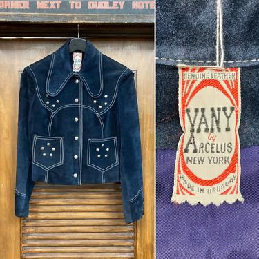 Vintage 1960’s Midnight Blue Mod Studded Suede Hippie Rocker Jacket, 60’s Garage Rocker, Vintage Clothing 