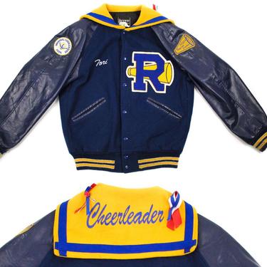 Letterman Cheer Jacket Mens Small, Sailor Collar Varsity Jacket, Chenille Letter Patch, 90s Cheerleader Jacket, Vintage Letterman Coat 