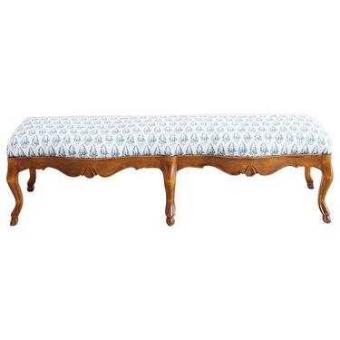 19th Century French Provincial Carved Walnut Bench by ErinLaneEstate