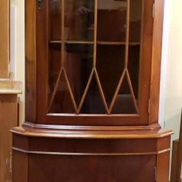 Item #Q110 Vintage Walnut Corner Display Cabinet c.1950s