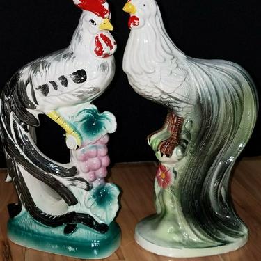 Vintage 40s 50s  Cute Matching Set Rooster and Chicken 