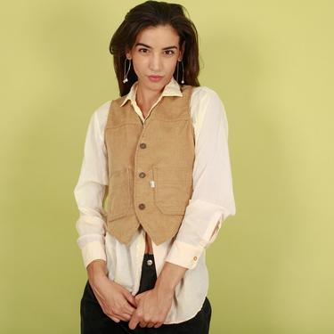70s Brown Corduroy Sleeveless Vest Vintage Menswear Western Levis Button Vest 