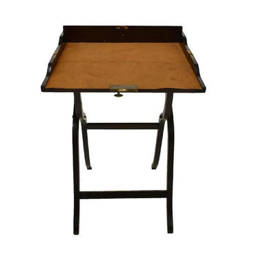 19th Century English Mahogany Campaign Folding Writing Table / Antique Travel Desk 