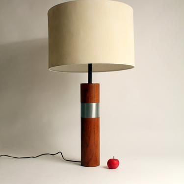 MASSIVE 70s SOLID TEAK  table lamp modern minimalist vintage mid century  era 