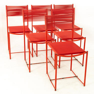 Giandomenico Belotti for Alias Mid Century Red Spaghetti Dining Chairs - Set of 6 - mcm 