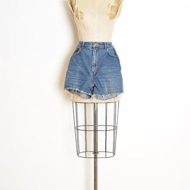vintage 70s cutoff shorts denim high waisted frayed daisy dukes gitano M hippie clothing 