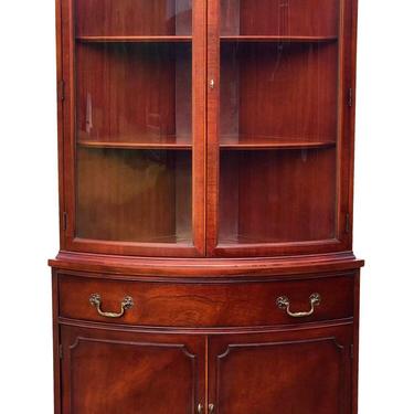 Vintage Morganton Furniture Co. Bow Front Mahogany Corner Cabinet 