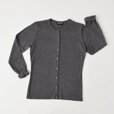 vintage gray merino wool cardigan sweater, size S 