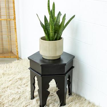 Hexagon Wood Side Table in Black 