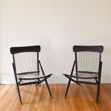 Pair of Vintage Rope and Wood Lounge Chairs by Maruni Japan | Japanese Modernist Seating | Mid Century Modern 