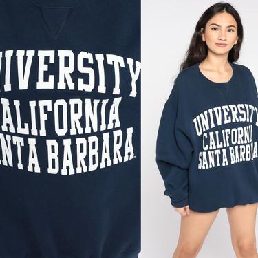 UCSB Sweatshirt University California Santa Barbara Sweatshirt 90s Graphic College Slouchy Sweater Jansport 1990s Vintage Navy Blue Large L 