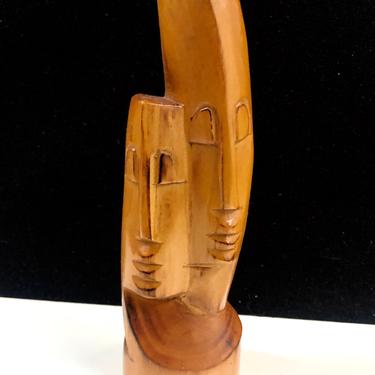 Vintage Carved Wood Cycladic Devotion Sculpture Figurine 6.5”H 