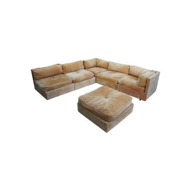 Milo Baughman for Forecast Furniture Modular Sectional Sofa in Peach Orange Mohair 