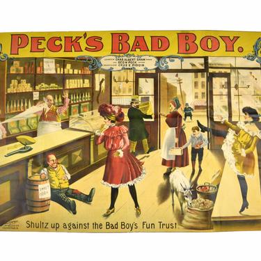 Circa 1900 Peck’s Bad Boy Theatrical Poster Enterprise Litho Cleveland 