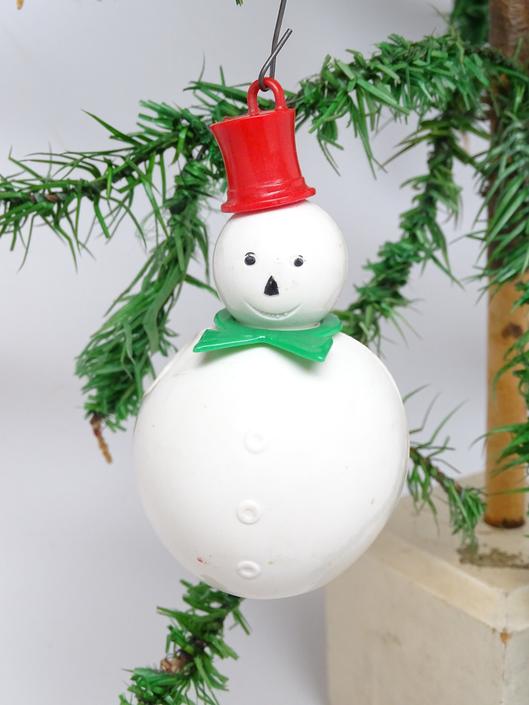 Top Hat Snowman Christmas Ornament 1950s Decor Red Scarf Mid-Century Modern 