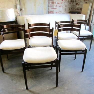 SET OF SIX MID CENT MODERN DANISH CHAIRS WITH NEW UPHOLSTERY