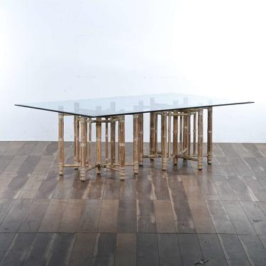 Coastal Bamboo & Rattan Dining Table W Beveled Glass