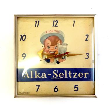 Alka Seltzer Advertising Pronto Square Clock 