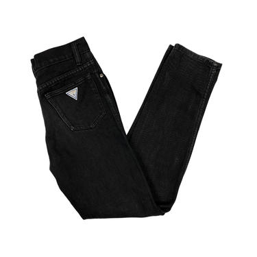 90's Vintage High Rise Black Denim Jeans, Guess Jeans, High Waisted, Straight Leg, Skinny Jeans, Late 90s Pants 