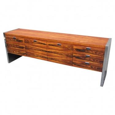 Rosewood and Chrome Credenza by Roger Sprunger for Dunbar