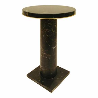 Thomas Pheasant for Baker Furniture Modern Black Solid Marble Plateau Accent Table