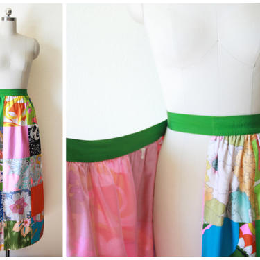 Vintage 1960's Bright Patchwork Wrap Skirt | Size Small/Medium 
