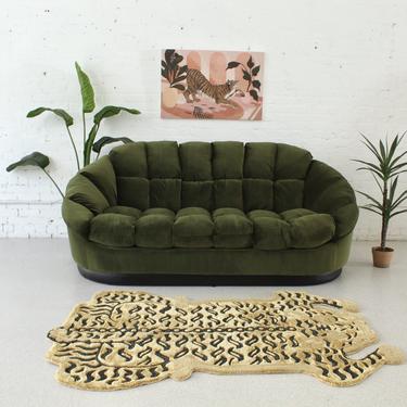 Olive Green Paneled Sofa