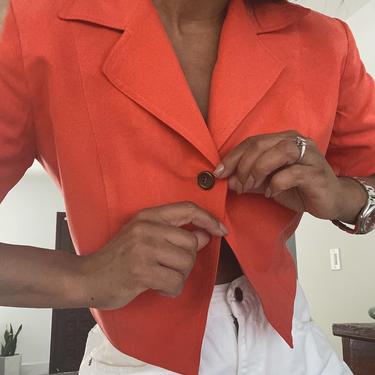 vintage silk single breasted sleek cropped jacket 