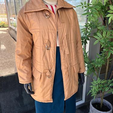 Vintage Courreges Paris Quilted Jacket Puffer Coat, Spring toggle coat, Oversized collar, Large pockets, 1970s Chic! 