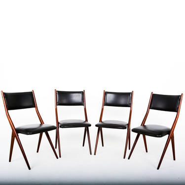Italy Midcentury Set of 4 Fabulous Borsani Italian Dining Chairs 1950s 