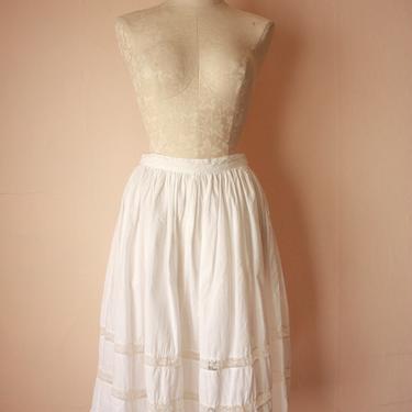 Edwardian White Lace Petticoat Underskirt Cotton Size XS / S 