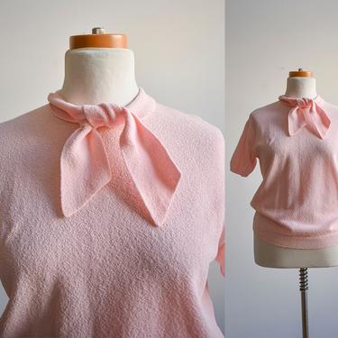 1960s Pink Knit Blouse 