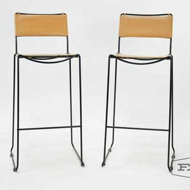 Pair of Leather Seated Bar Stools
