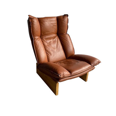 Scandinavian Modern Leather Lounge Chair, 1970&#8217;s