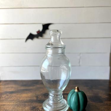Halloween Decor Apothecary Glass Lidded Urn | Vintage Medicine Bottle Glass Urn | Antique Glass Apothecary Container With Lid 