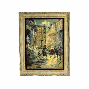 Jan Bevort Mid Century Impressionist Street Scene Heavy Impasto Oil Painting 