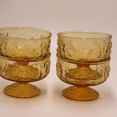 vintage Anchor Hocking Milano Lido sherbet cups in amber 