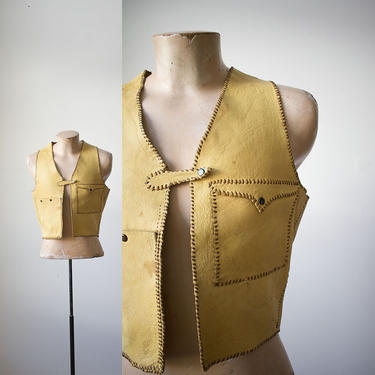 Vintage Deerskin Vest / 1940s Boy Scouts / Boyscout Project / Leather Vest / 1940s Leather Vest / 1940s Deer Skin / Americana / BSA Vest 